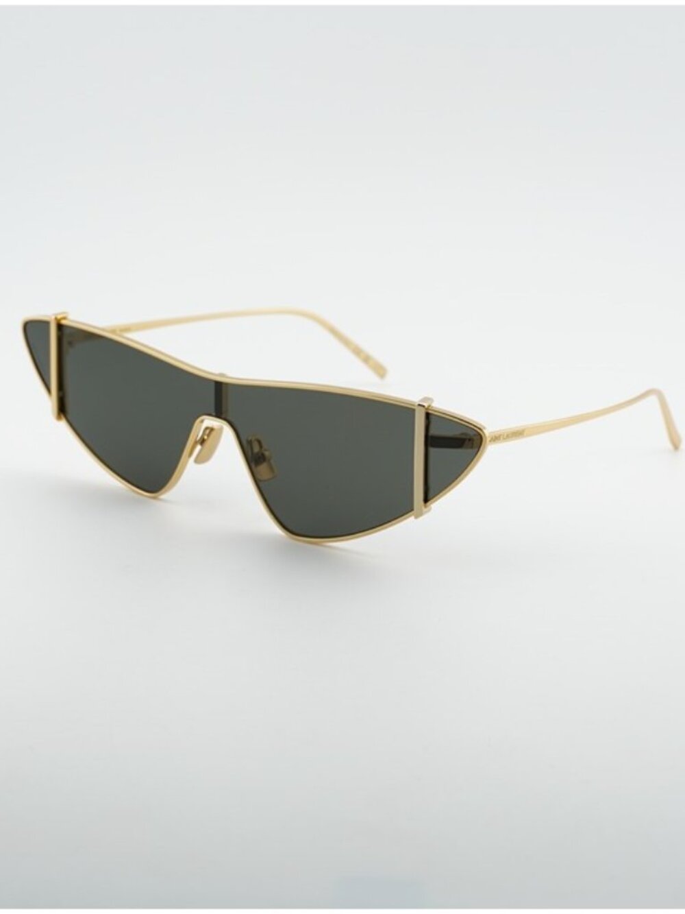 Saint Laurent SL536 003 Sunglasses Gold Shield Frame, Grey Lenses